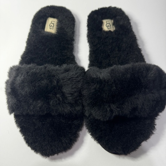 UGG Fluff Slide II Black Fur Lamb Slippers  (Women) US 12/UK10 - Picture 2 of 10